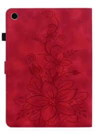 Luxe Bescherm-Etui Hoes Map voor Samsung Galaxy Tab A9 Plus  -  11"  -    Lelie  - Rood