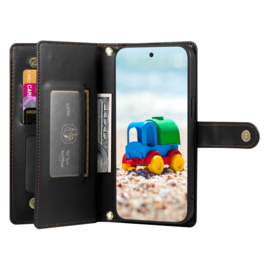 Luxe Portemonnee - Etui  Hoes Tas voor Google Pixel 9 - 9 Pro - 10 - 10 Pro  -  Met Schouder - Draagkoord -  Zwart