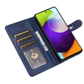 Luxe BookCover Hoes Etui voor Samsung Galaxy A56 - A36  -  Blauw  - Kat  - Reliëf