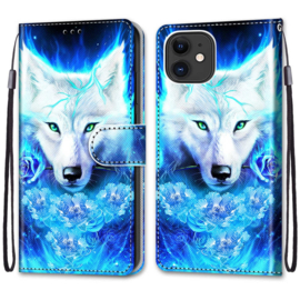 BookCover Hoes Etui voor iPhone 13 - iPhone 14     Wolf