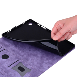 Luxe Bescherm-Etui Map voor iPad Pro 11 - 2024 -  Paars - Kat op Muurtje