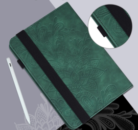Bescherm-Etui Hoes Map voor Samsung Galaxy Tab  A9 Plus - A11 Plus - 11" -   Bloem Reliëf - Groen