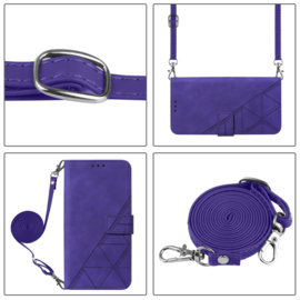 Hoes - Etui - Tas voor iPhone 16e  - Met Schouder - Draagkoord -  Paars