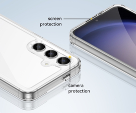 Clear TPU Bescherm-Hoes Cover met Screenprotector voor Samsung S24  - S25   Transparant
