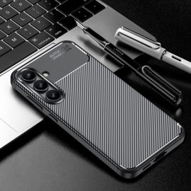 Carbon TPU Bescherm-Hoes Skin voor Samsung Galaxy S24 FE - Zwart