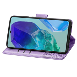 PU BookCover Hoes Etui voor Samsung Galaxy A16 - A17 - A26     Vlinders   Paars