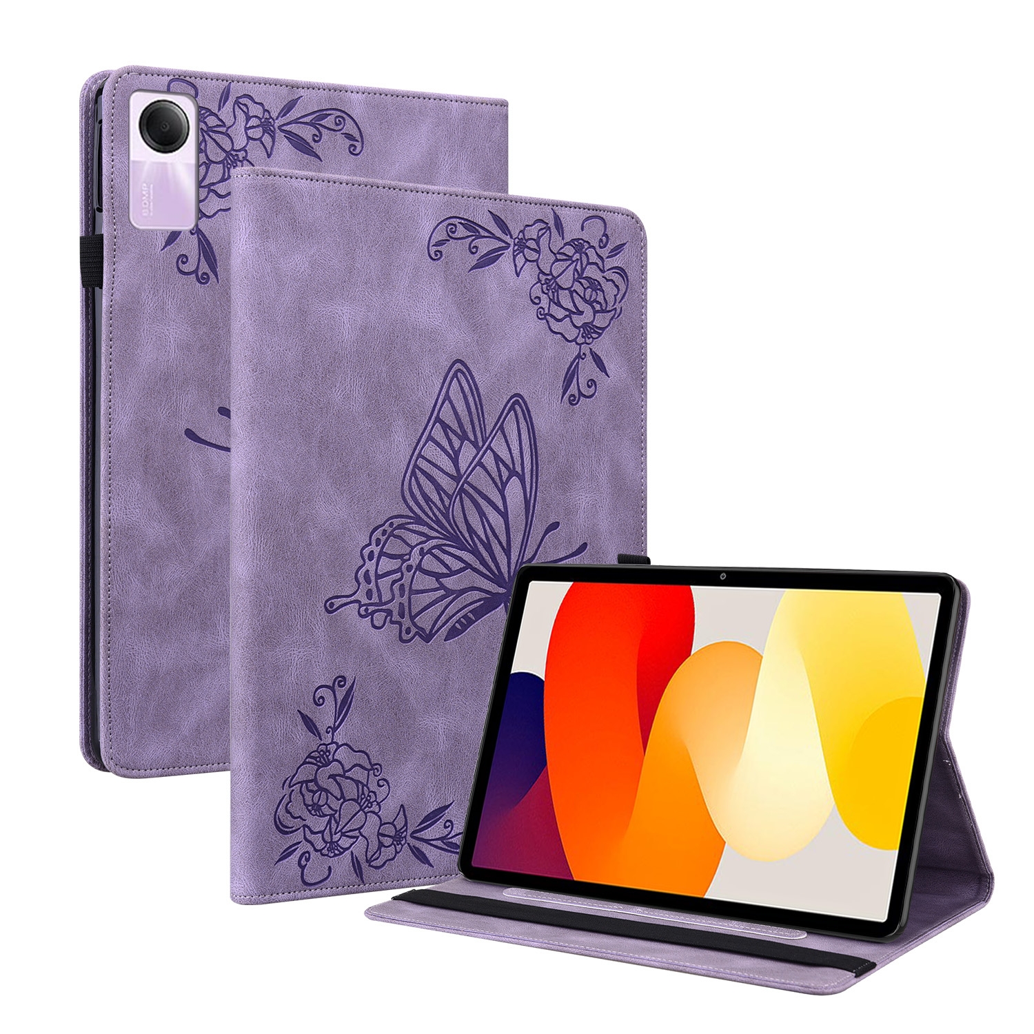 Bescherm-Etui Hoes Map voor Xiaomi Redmi Pad SE - 11  -  Vlinder -  Paars