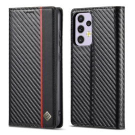 Luxe BookCover Hoes Etui voor Samsung Galaxy A33 - 5G  Zwart-Rood-Carbon