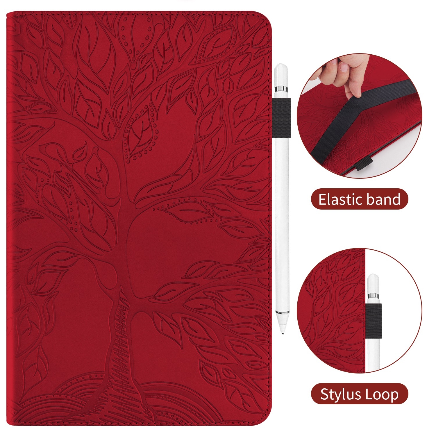 Luxe Bescherm-Etui Hoes Map voor Xiaomi Pad 7  -  7 PRO   -    " Tree of Life "  Rood