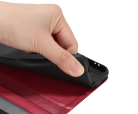 BookCover Hoes Etui voor Samsung Galaxy S24 FE  -  Rood  - Katten op muurtje - Reliëf