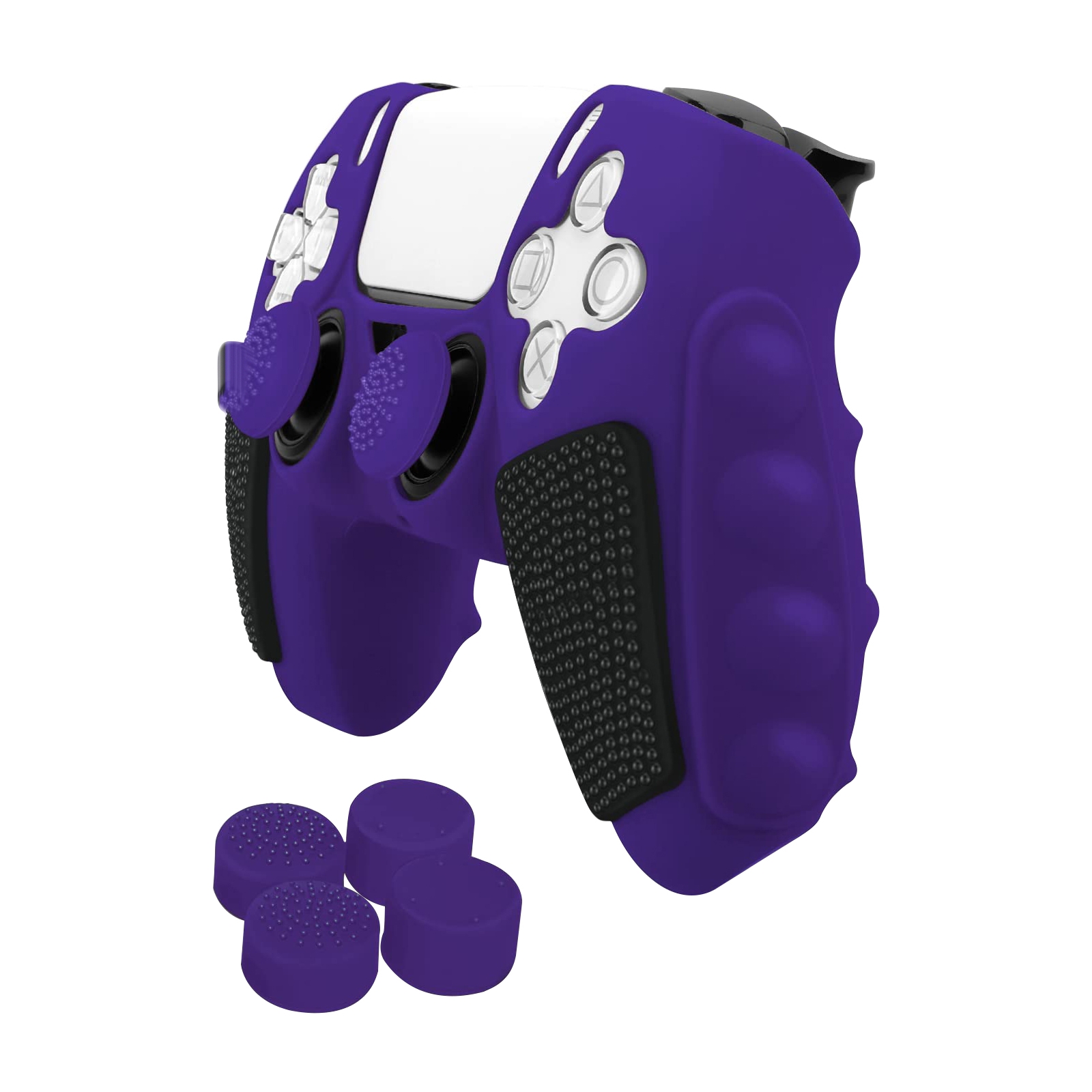 Grip Silicone Hoes / Skin met 4 Thumb Grips voor Playstation 5 PS5 DualSense Controller  -  Paars  -   V3