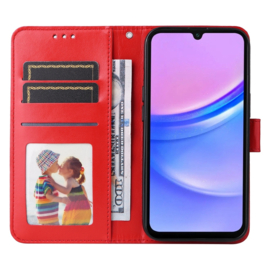 BookCover Hoes Etui voor Samsung Galaxy A16  - A26  Rood - Bloem-Motief in Reliëf