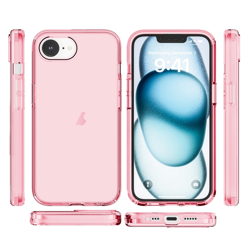 Transparant Hard-Cover Bescherm-Hoes + Screenprotector voor iPhone 16e  -  Roze