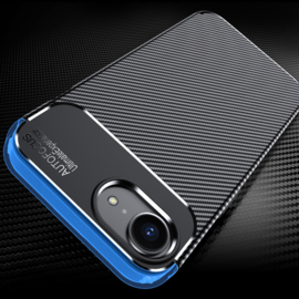 Luxe TPU Carbon  Bescherm-Hoes Cover Skin voor iPhone 16e   -   Zwart