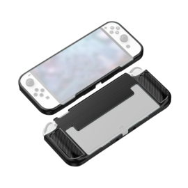 Grip TPU Bescherm Hoes Skin voor Nintendo Switch  OLED - Zwart