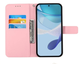 Bescherm-Etui Mapje Hoes voor iPod Touch   -  Wit  -  Roze Bloem
