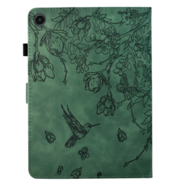 Luxe Bescherm-Etui Hoes Map voor Samsung Galaxy Tab A9 Plus  - 11    "Kolibrie"   Groen