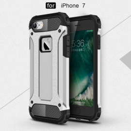 iPhone 7 of 8 - Hybrid Tough Armor-Case Bescherm-Cover Hoes - Zilver