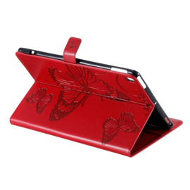 Luxe Bescherm-Etui Map voor iPad 10.2 - iPad Air 10.5  - "Vlinder"  Rood