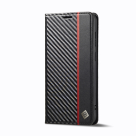 Luxe BookCover Hoes Etui voor Samsung Galaxy S24 -  Zwart Rood Carbon -
