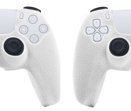 Leer-Look Silicone Hoes / Skin voor Playstation 5 - PS5 Controller    Wit