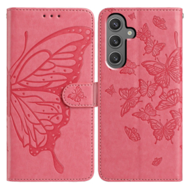 BoekCover Hoes Etui voor Samsung Galaxy A37 - A36 - A56  -  Vlinders -  Roze  - V1*