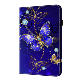 Luxe Bescherm-Etui Hoes Map voor Samsung Galaxy Tab A9 Plus  -  11"  -    Vlinders  - Blauw