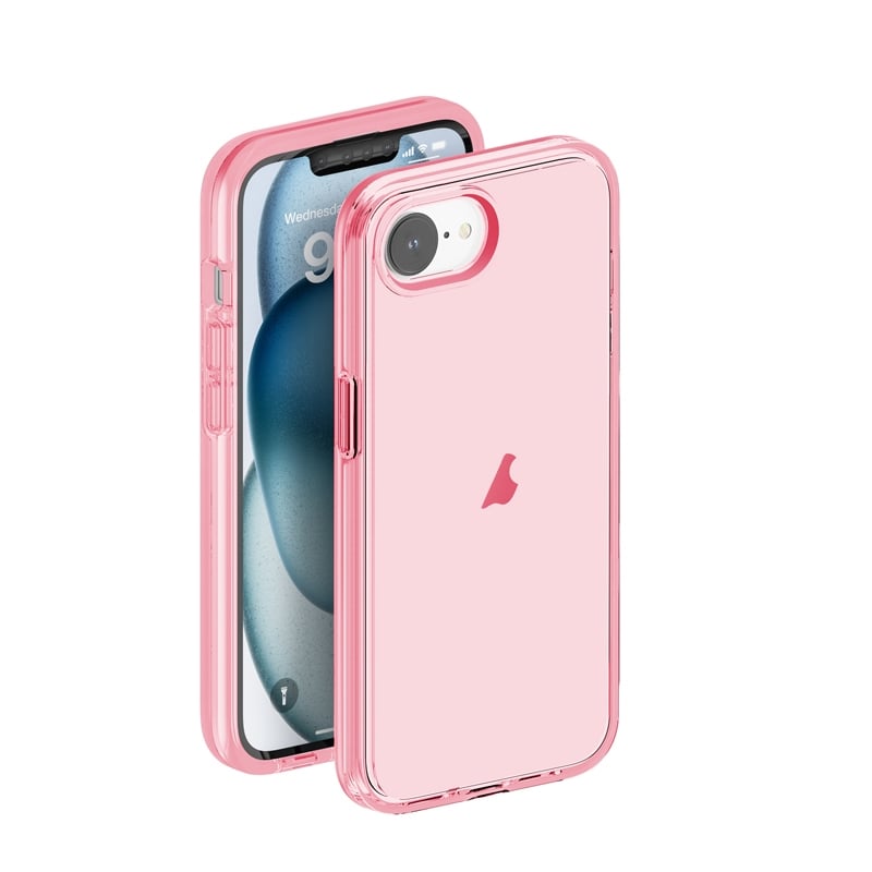 Transparant Hard-Cover Bescherm-Hoes + Screenprotector voor iPhone 16e  -  Roze