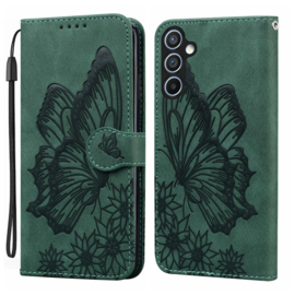 BoekCover Etui Hoes voor Samsung Galaxy A36 - A56  -  Groen  -  Vlinder  - Reliëf
