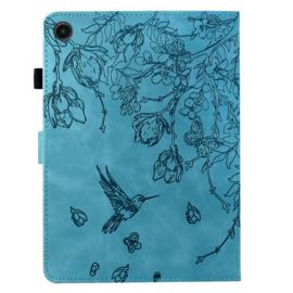 Luxe Bescherm-Etui Hoes Map voor Samsung Galaxy Tab A9 Plus  - 11    "Kolibrie"   Turquoise