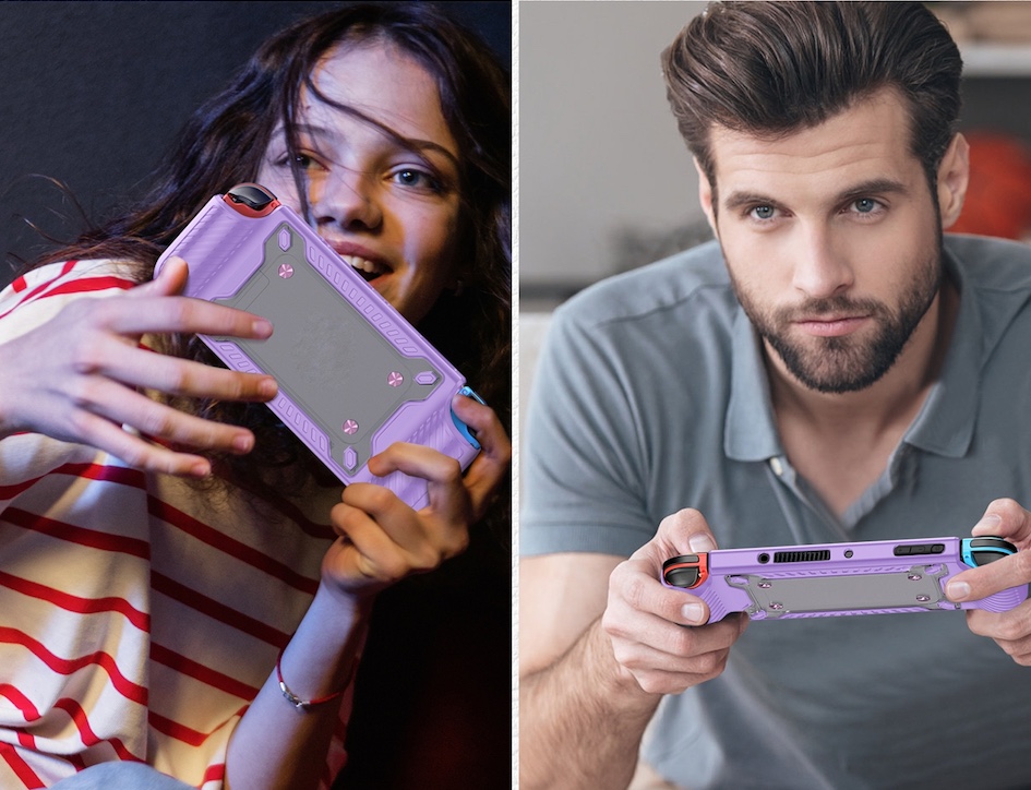 Grip TPU Bescherm Hoes Cover voor Nintendo Switch  OLED -  Paars-Lila