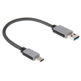 USB C  - 3.0  Oplader en Data Kabel voor Galaxy S10 Plus - 15cm - Zwart