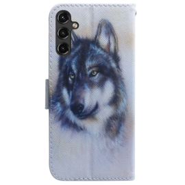 BookCover Hoes Etui voor Samsung Galaxy A14  -    Wolf  -  Wit