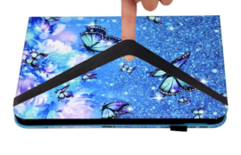 Bescherm-Etui Hoes Map voor Samsung Galaxy Tab A9 Plus - 11 -   Vlinders - Blauw