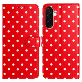 Boek-Cover Hoes Etui voor Samsung Galaxy A36 - A56  - A37   -  Rood - Wit - Paddestoel