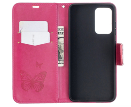 PU BookCover Hoes Etui voor Samsung Galaxy A52    Vlinder Roze