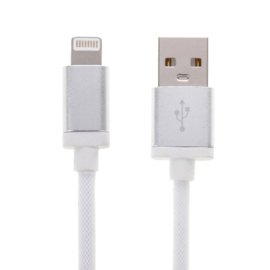 Lightning Oplader en Data USB Kabel voor iPhone - iPad   20cm     Wit - Zilver