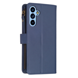 9 Pas -  Portemonnee Etui Hoes voor Samsung Galaxy A55   -  Blauw