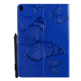 Luxe Bescherm-Etui Map voor iPad 10.2 - iPad Air 10.5  - "Vlinder"  Blauw