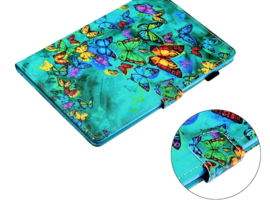 Luxe Bescherm-Etui Hoes Map voor Samsung Galaxy Tab A9 Plus  -  11"  -    Vlinders - Groen