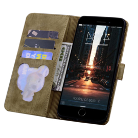 BookCover Hoes Etui voor Apple iPhone 16e  - 17e -  Paars - Bloemen Kat - Reliëf