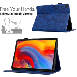 Luxe Bescherm-Etui Hoes Map voor Samsung Galaxy Tab A9 Plus  - 11    "Kolibrie"   Blauw