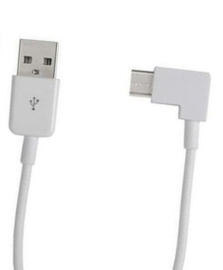 Hoek-Stekker USB 2.0 - Micro USB Oplader en Data Kabel - 2  meter - Wit