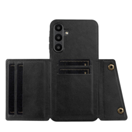PU Bescherm-Hoes Cover met 4 Pas-vak voor Samsung Galaxy A37 - A36 - A56  - Zwart