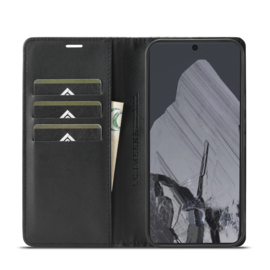 Luxe BookCover Hoes Etui voor Google  Pixel 9  -  9 PRO -   Zwart-Rood-Carbon