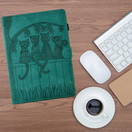 Bescherm-Etui Hoes Map voor Samsung Galaxy Tab S11 - 11"-Cartoon Cats - Groen