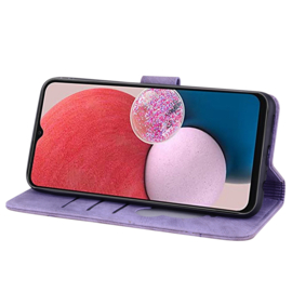 BookCover Hoes Etui voor Samsung Galaxy A55  -  Paars - Bloemen Kat - Reliëf