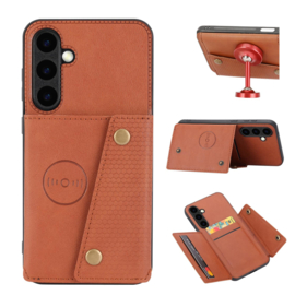 PU Bescherm-Hoes Cover met 4 Pas-vak voor Samsung Galaxy S26  - Bruin