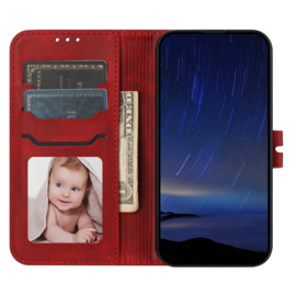 Luxe BookCover Hoes Etui voor Apple iPhone 16e   -  Cartoon Cats  -  Rood   - Reliëf