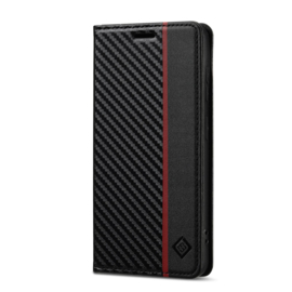 Luxe BoekCover Hoes Etui voor Samsung Galaxy S26 PLUS -   Zwart   -  Rood  -  Carbon